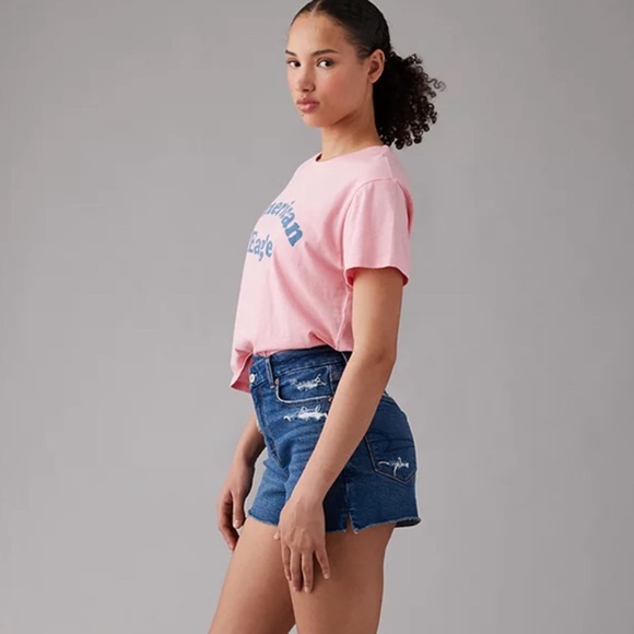 NWOT American Eagle Curvy Crossover Ripped Denim Mom Short - Picture 7 of 7